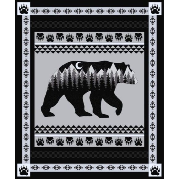 Unbranded Other - New Moon Bear Plush Throw Blanket Gift Outdoors Nature Paw Prints Bear Cabin NWT